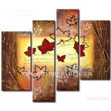 4 Panels Maple Painting Manually Oil Painting